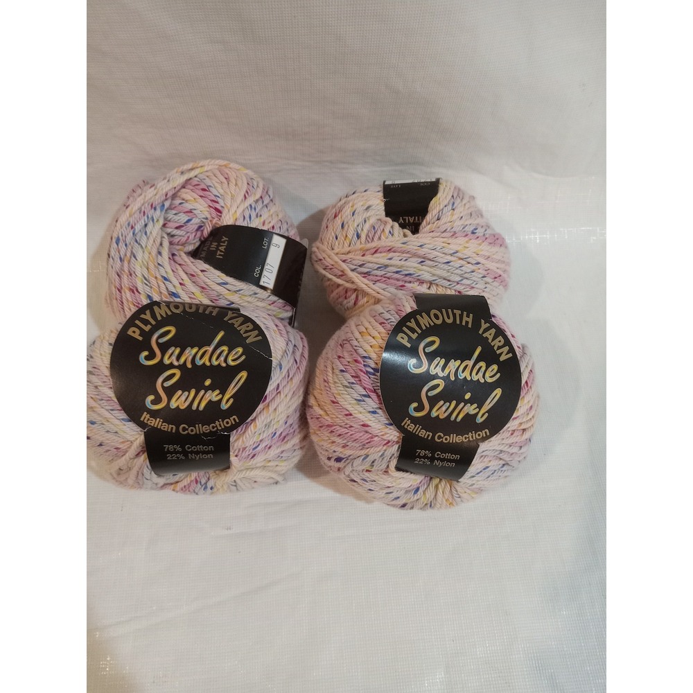 Plymouth Yarn Sundae Swirl Italian Collection Cotton Nylon Color Yarn 4 Skeins